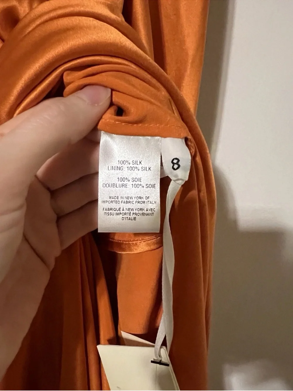 NWT Alejandra Alonso Rojas Orange Midi Satin Silk Dress Nwt Sz 8    E